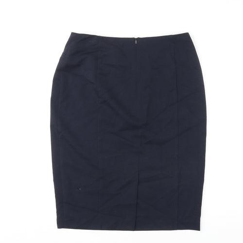Marks and Spencer Womens Blue Polyester Straight & Pencil Skirt Size 10 Zip