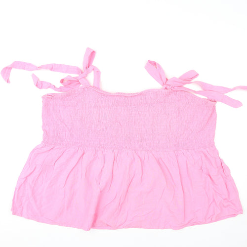 Simply Be Womens Pink Viscose Camisole Tank Size 32 Square Neck - Shirred
