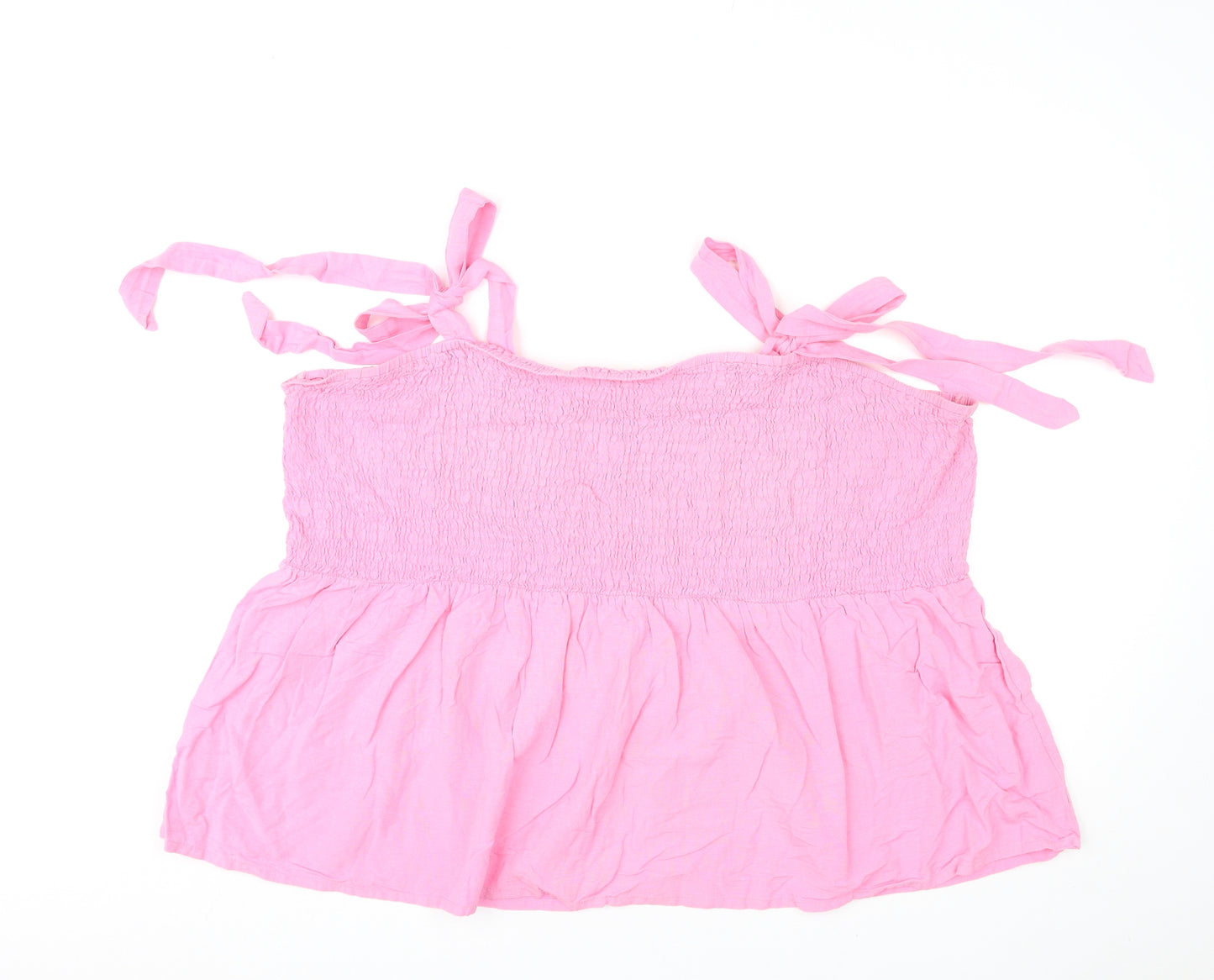 Simply Be Womens Pink Viscose Camisole Tank Size 32 Square Neck - Shirred