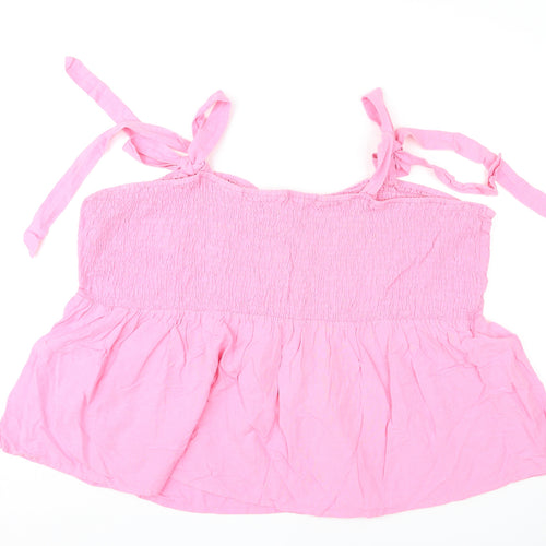 Simply Be Womens Pink Viscose Camisole Tank Size 32 Square Neck - Shirred