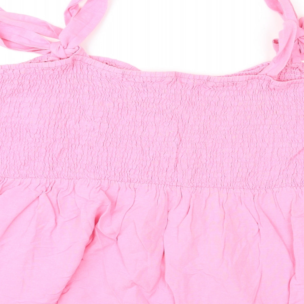 Simply Be Womens Pink Viscose Camisole Tank Size 32 Square Neck - Shirred
