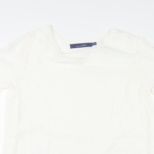 Cotton Edits Womens White Viscose Basic Blouse Size 10 Round Neck
