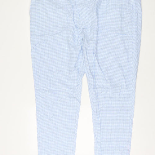 ASOS Mens Blue Geometric Linen Trousers Size 46 in L32 in Regular Zip