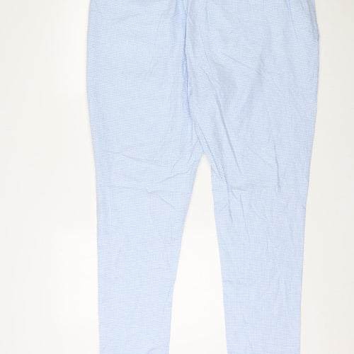 ASOS Mens Blue Geometric Linen Trousers Size 46 in L32 in Regular Zip