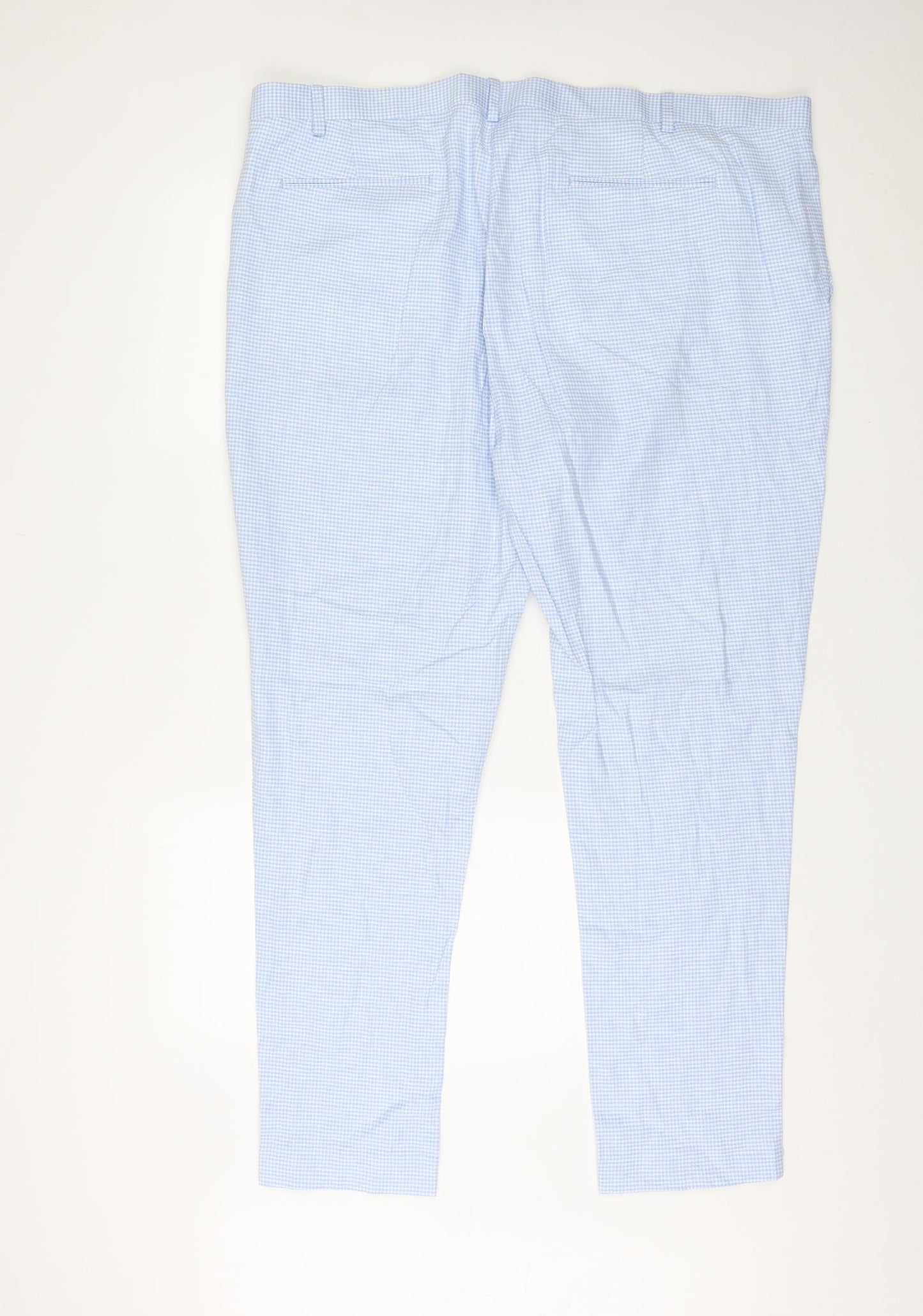 ASOS Mens Blue Geometric Linen Trousers Size 46 in L32 in Regular Zip
