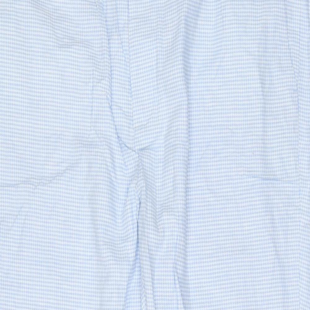 ASOS Mens Blue Geometric Linen Trousers Size 46 in L32 in Regular Zip