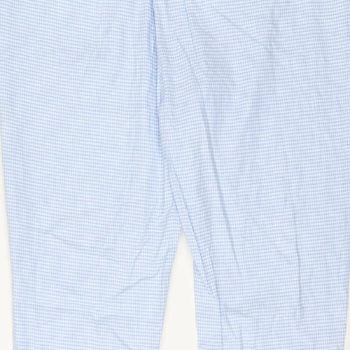 ASOS Mens Blue Geometric Linen Trousers Size 46 in L32 in Regular Zip