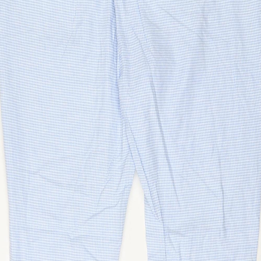 ASOS Mens Blue Geometric Linen Trousers Size 46 in L32 in Regular Zip