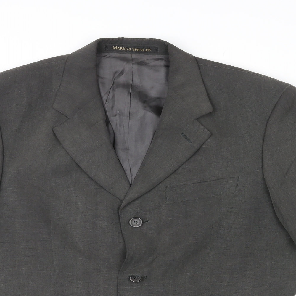 St Michael Mens Grey Linen Jacket Suit Jacket Size 38 Regular