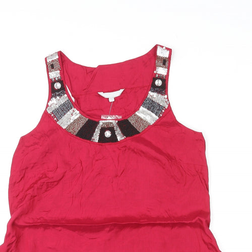 Red Herring Womens Red Viscose Basic Tank Size 14 Round Neck