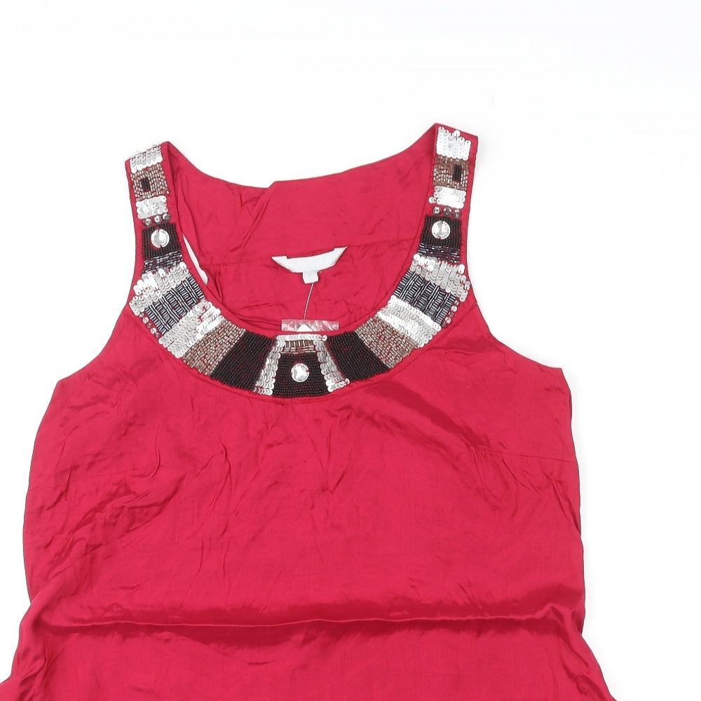 Red Herring Womens Red Viscose Basic Tank Size 14 Round Neck