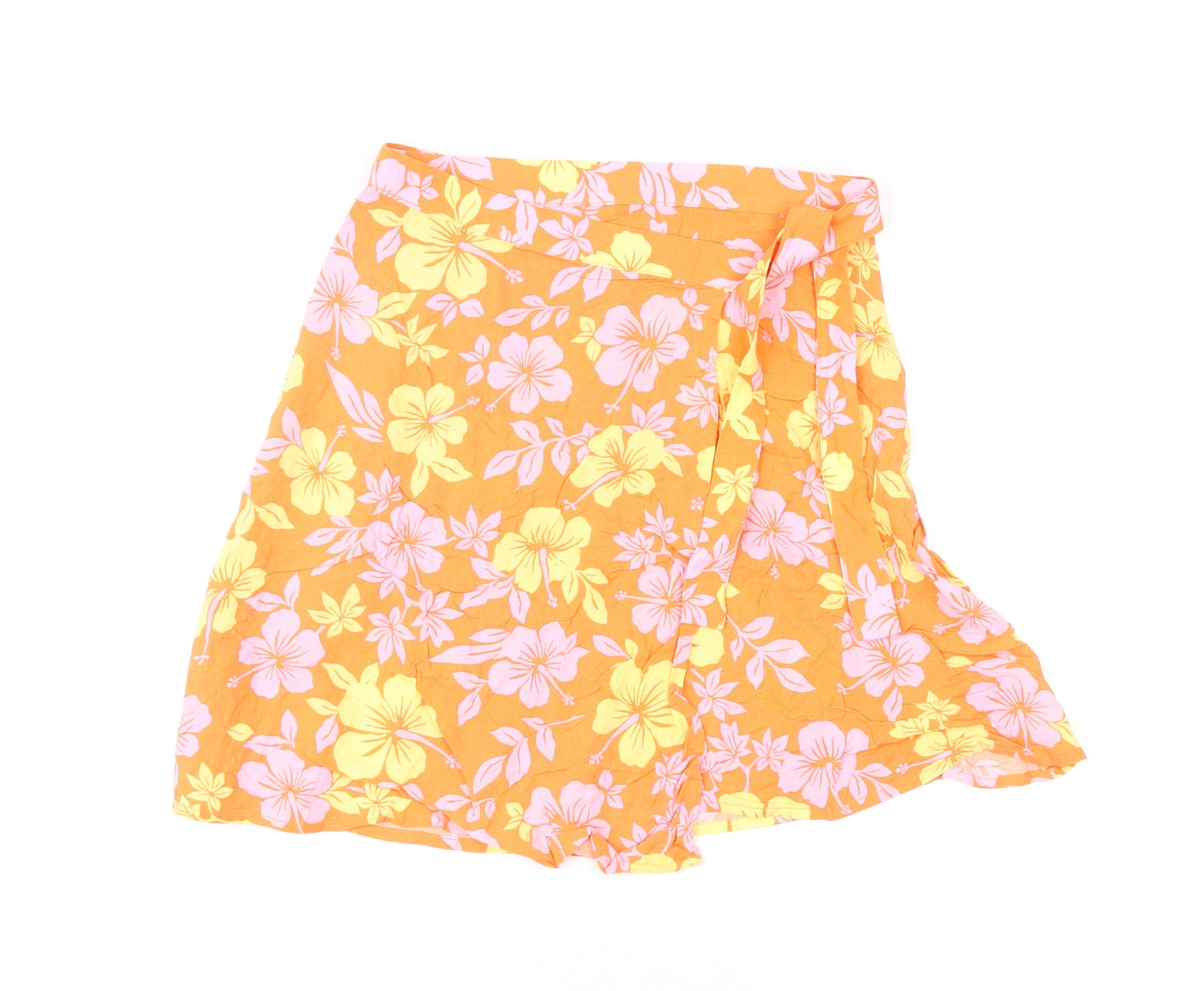 Divided by H&M Womens Multicoloured Floral Viscose Wrap Skirt Size 6 Button