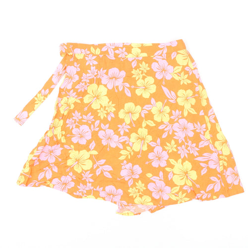 Divided by H&M Womens Multicoloured Floral Viscose Wrap Skirt Size 6 Button