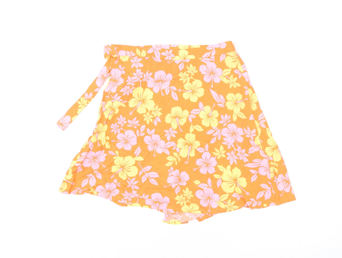 Divided by H&M Womens Multicoloured Floral Viscose Wrap Skirt Size 6 Button