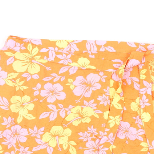 Divided by H&M Womens Multicoloured Floral Viscose Wrap Skirt Size 6 Button