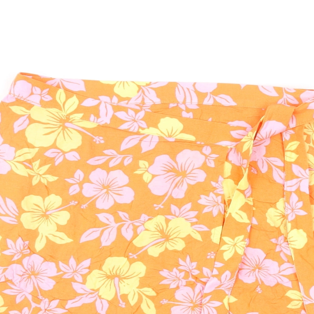 Divided by H&M Womens Multicoloured Floral Viscose Wrap Skirt Size 6 Button