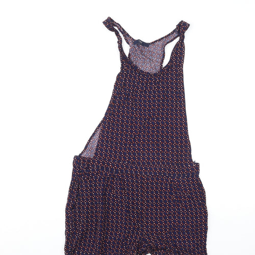NEXT Womens Multicoloured Geometric Viscose Dungaree One-Piece Size 10 L3 in Button