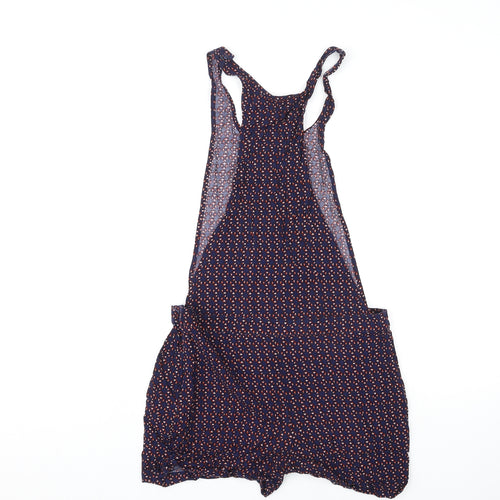 NEXT Womens Multicoloured Geometric Viscose Dungaree One-Piece Size 10 L3 in Button