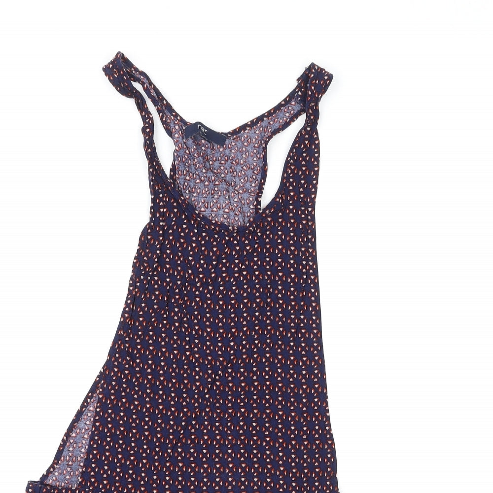 NEXT Womens Multicoloured Geometric Viscose Dungaree One-Piece Size 10 L3 in Button