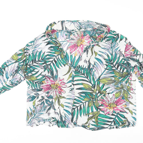 ASOS Womens Multicoloured Geometric Modal Basic Button-Up Size 20 Collared - Leaf Print
