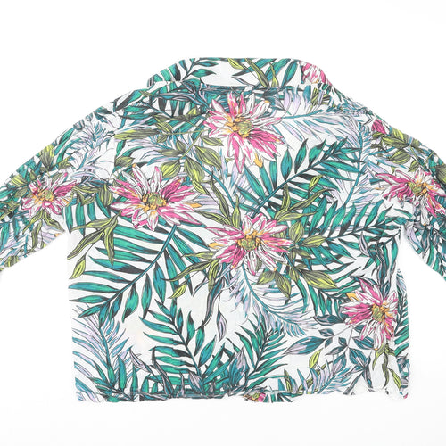 ASOS Womens Multicoloured Geometric Modal Basic Button-Up Size 20 Collared - Leaf Print