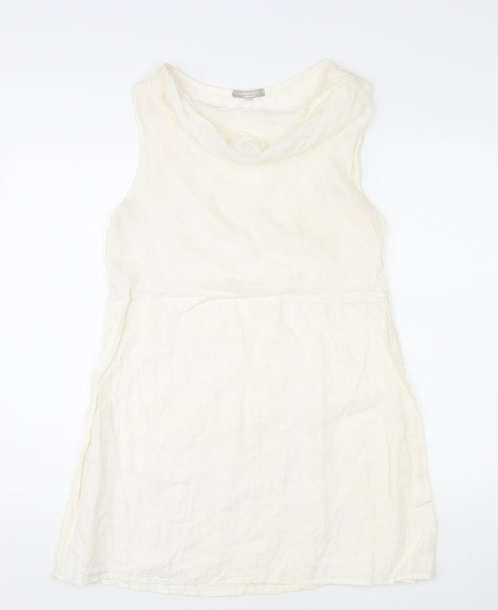 Carina Ricci Womens Ivory Polyester Shift Size M Cowl Neck Pullover