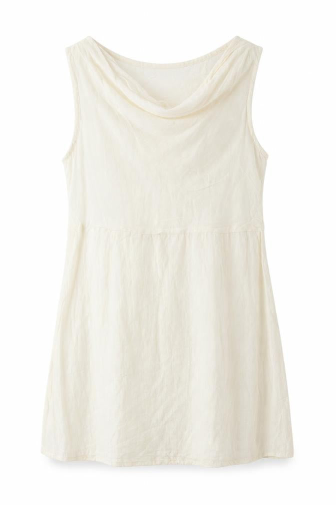 Front view of Carina Ricci women’s ivory polyester shift, size M, cowl neck pullover