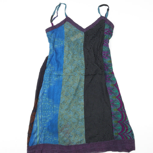 Gringo Womens Multicoloured Geometric Viscose Tank Dress Size XL V-Neck Pullover