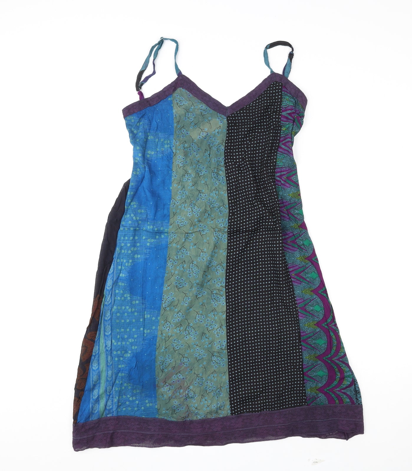 Gringo Womens Multicoloured Geometric Viscose Tank Dress Size XL V-Neck Pullover