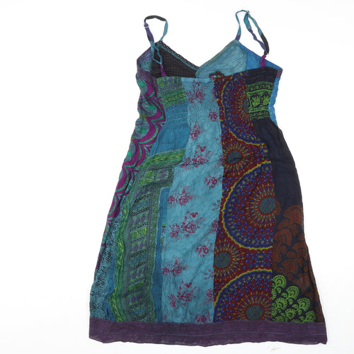 Gringo Womens Multicoloured Geometric Viscose Tank Dress Size XL V-Neck Pullover