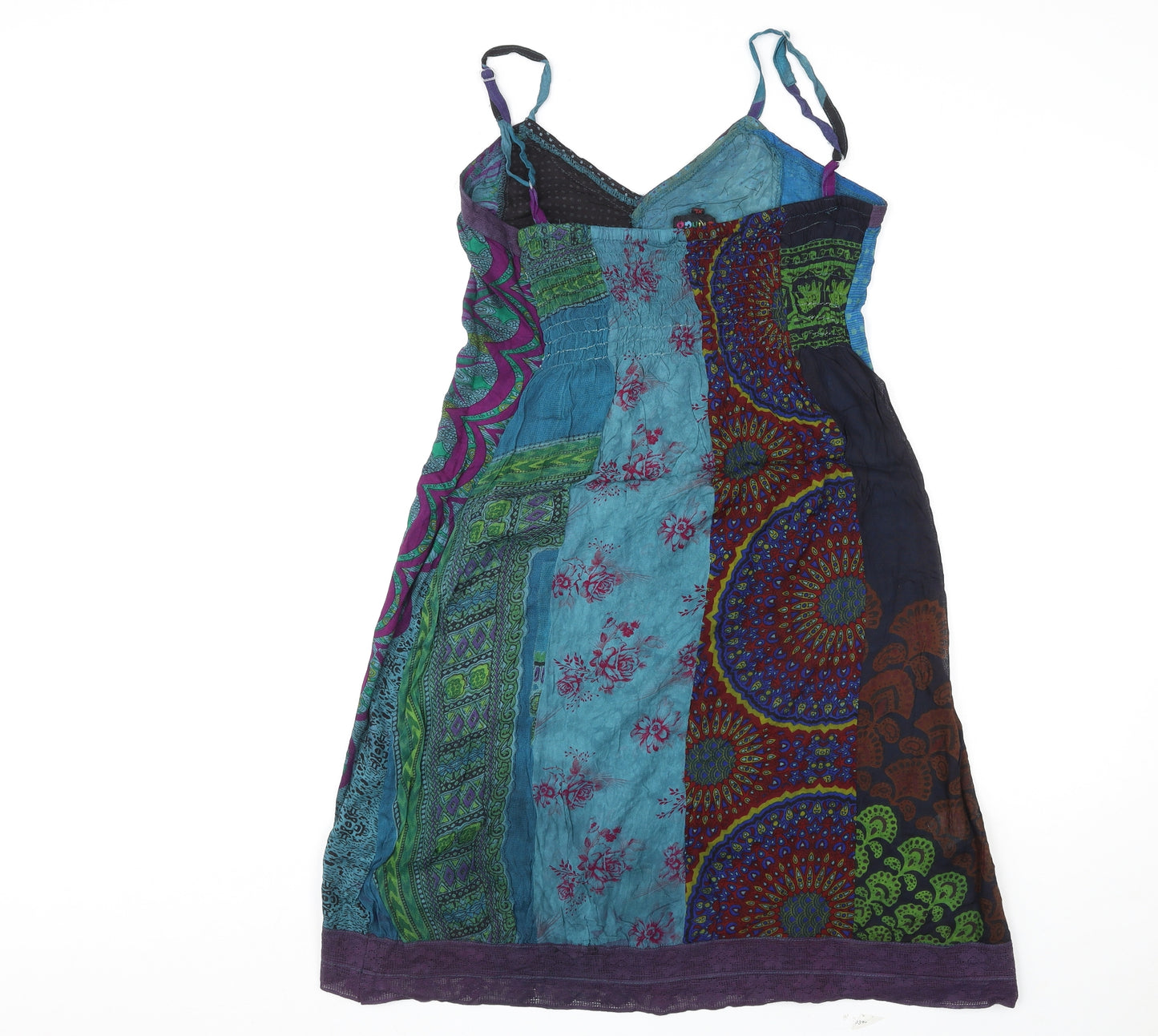 Gringo Womens Multicoloured Geometric Viscose Tank Dress Size XL V-Neck Pullover