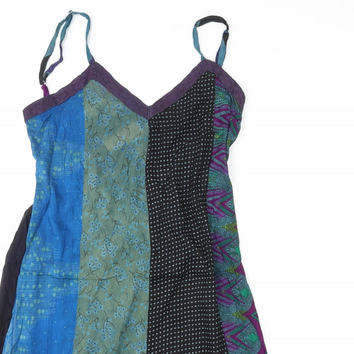 Gringo Womens Multicoloured Geometric Viscose Tank Dress Size XL V-Neck Pullover