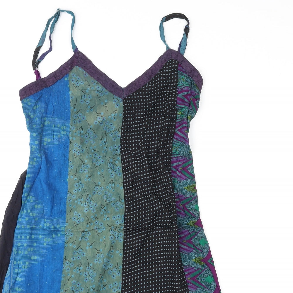 Gringo Womens Multicoloured Geometric Viscose Tank Dress Size XL V-Neck Pullover
