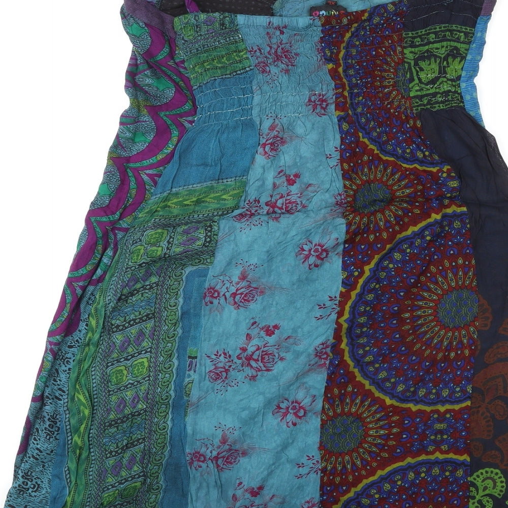Gringo Womens Multicoloured Geometric Viscose Tank Dress Size XL V-Neck Pullover