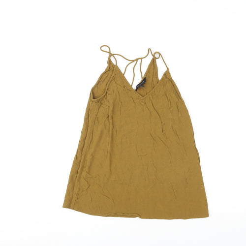 New Look Womens Brown Viscose Basic Tank Size 10 V-Neck