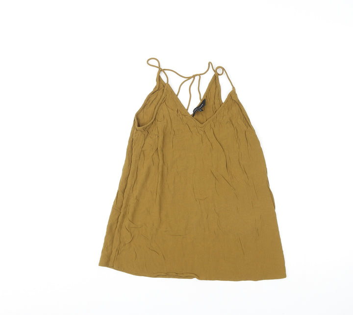 New Look Womens Brown Viscose Basic Tank Size 10 V-Neck