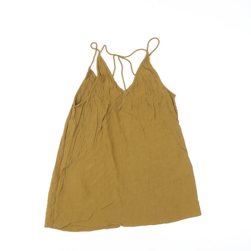 New Look Womens Brown Viscose Basic Tank Size 10 V-Neck