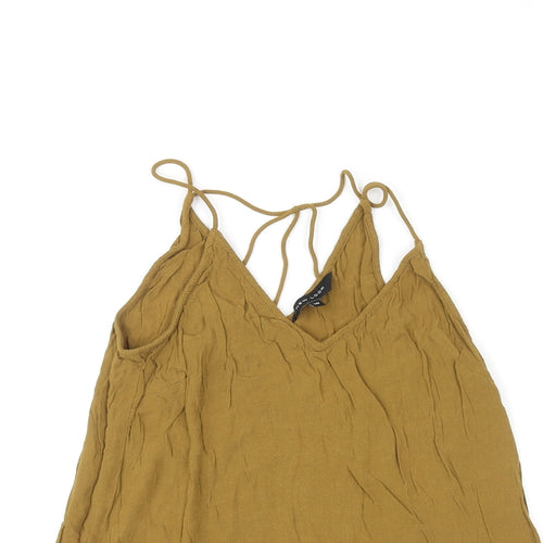 New Look Womens Brown Viscose Basic Tank Size 10 V-Neck
