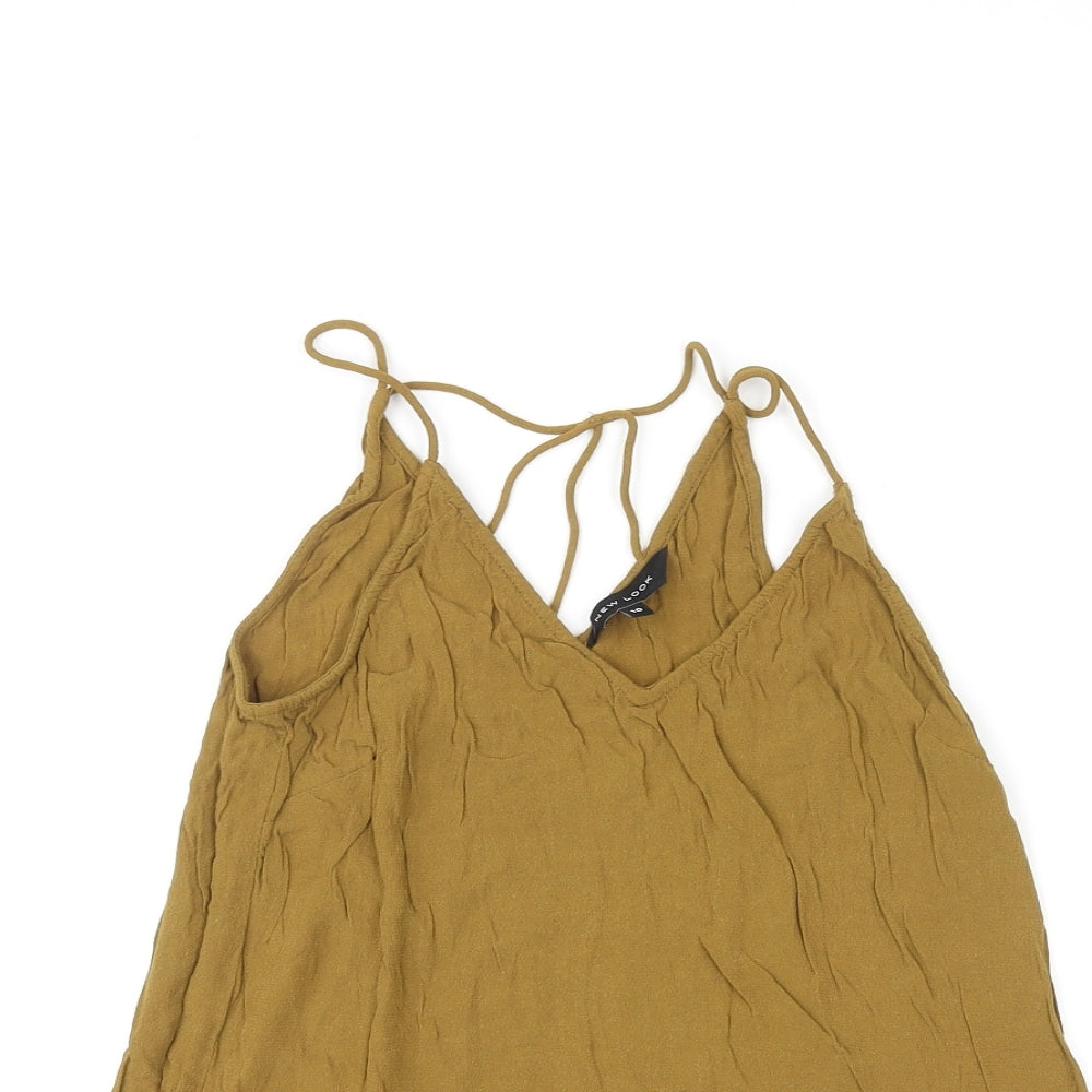 New Look Womens Brown Viscose Basic Tank Size 10 V-Neck