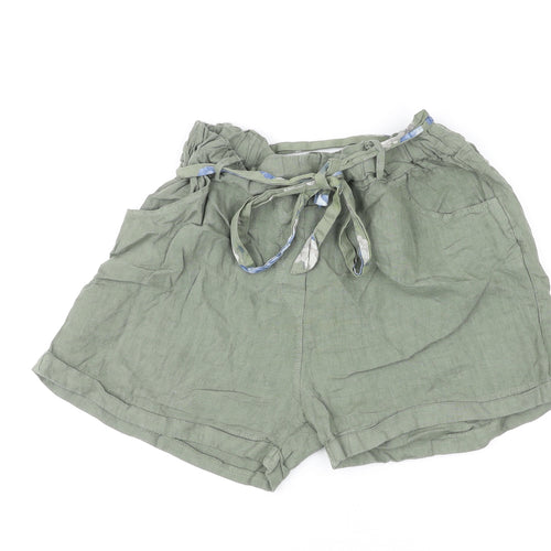 Civico 51 Womens Green Polyester Paperbag Shorts Size S L4 in Regular Tie