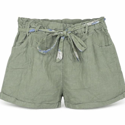 Civico 51 Womens Green Polyester Paperbag Shorts Size S L4 in Regular Tie