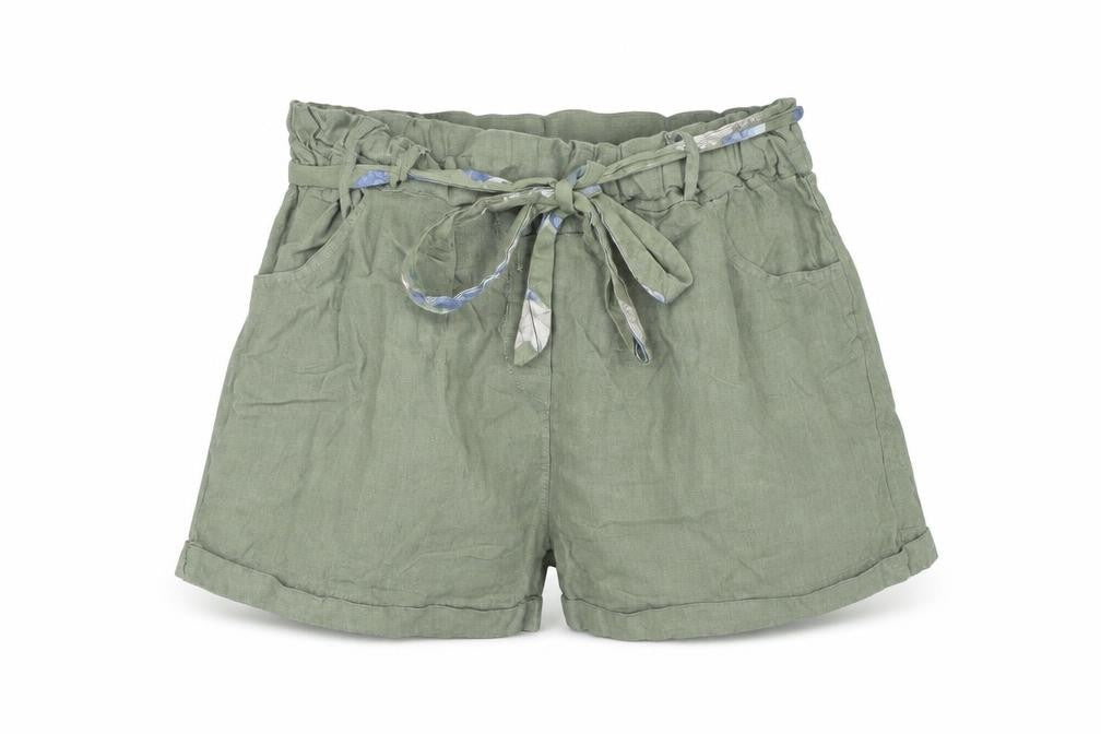 Civico 51 Womens Green Polyester Paperbag Shorts Size S L4 in Regular Tie