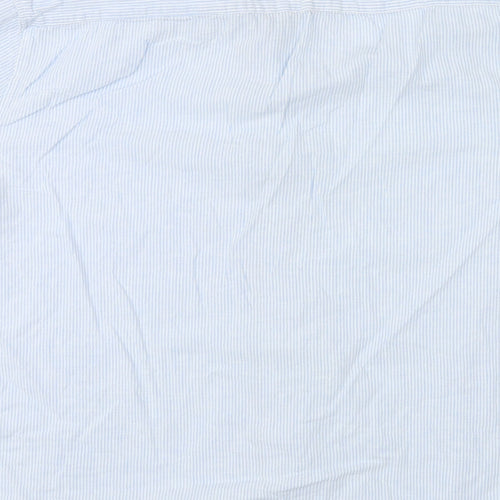 Marks and Spencer Womens Blue Striped Linen Basic Button-Up Size 2XL Collared