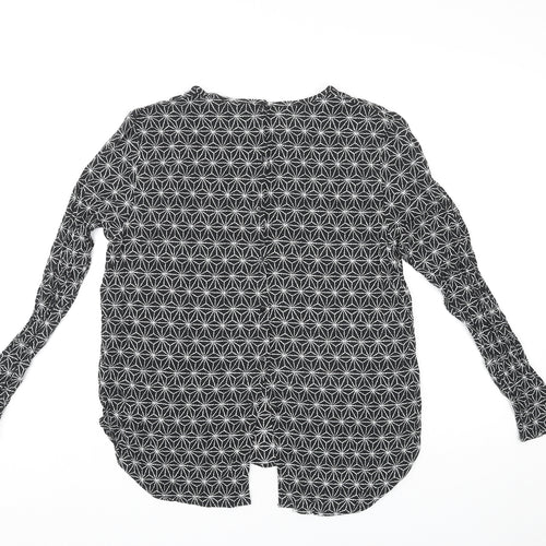 H&M Womens Black Geometric Viscose Basic Blouse Size 18 Round Neck