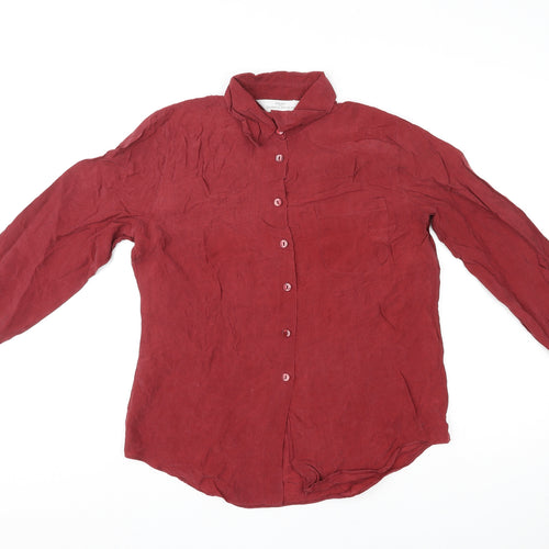 St Michael Womens Red Viscose Basic Button-Up Size 10 Collared