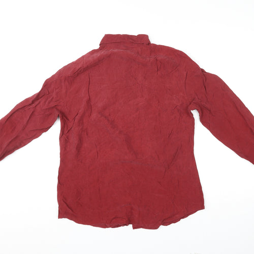 St Michael Womens Red Viscose Basic Button-Up Size 10 Collared