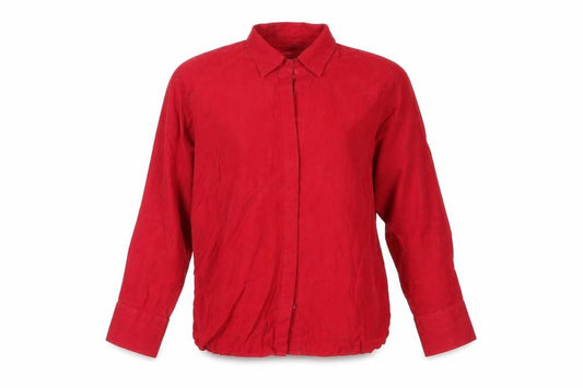 Front view of Mango women’s red lyocell basic button-up size 2xs collared