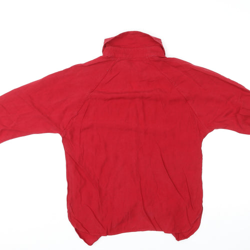 Mango Womens Red Lyocell Basic Button-Up Size 2XS Collared