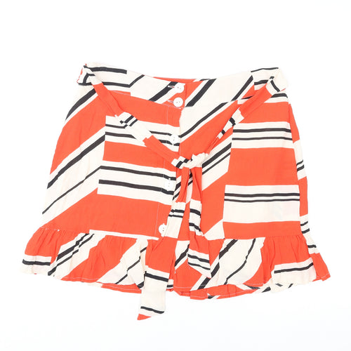 River Island Womens Multicoloured Geometric Viscose Skater Skirt Size 14 Button