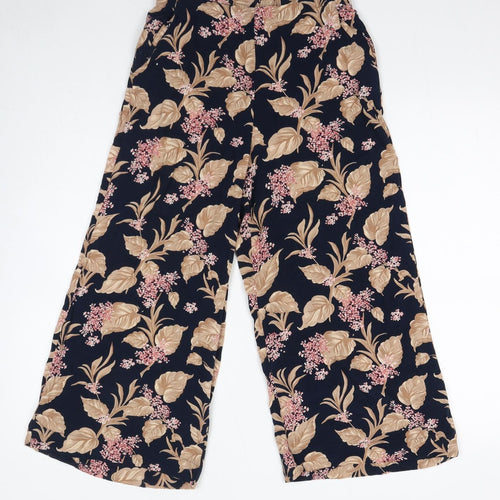 Mango Womens Blue Floral Viscose Cropped Trousers Size XS L20 in Regular